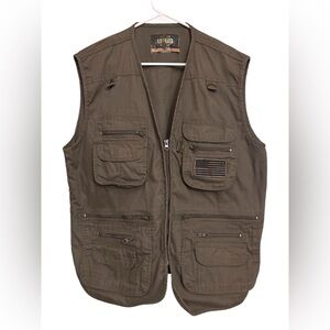 Outdoorsman Men's Olive Green Guide Gear Tactical Full Zip Utility Vest | Size L